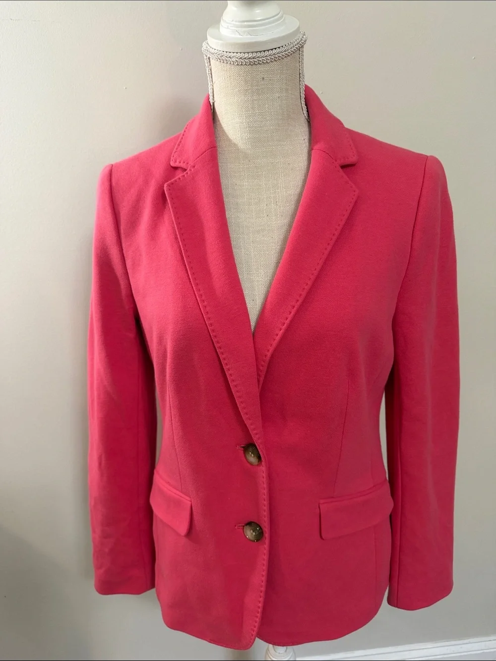 Talbots Aberdeen Bright Pink Single-Breasted Tailored Blazer